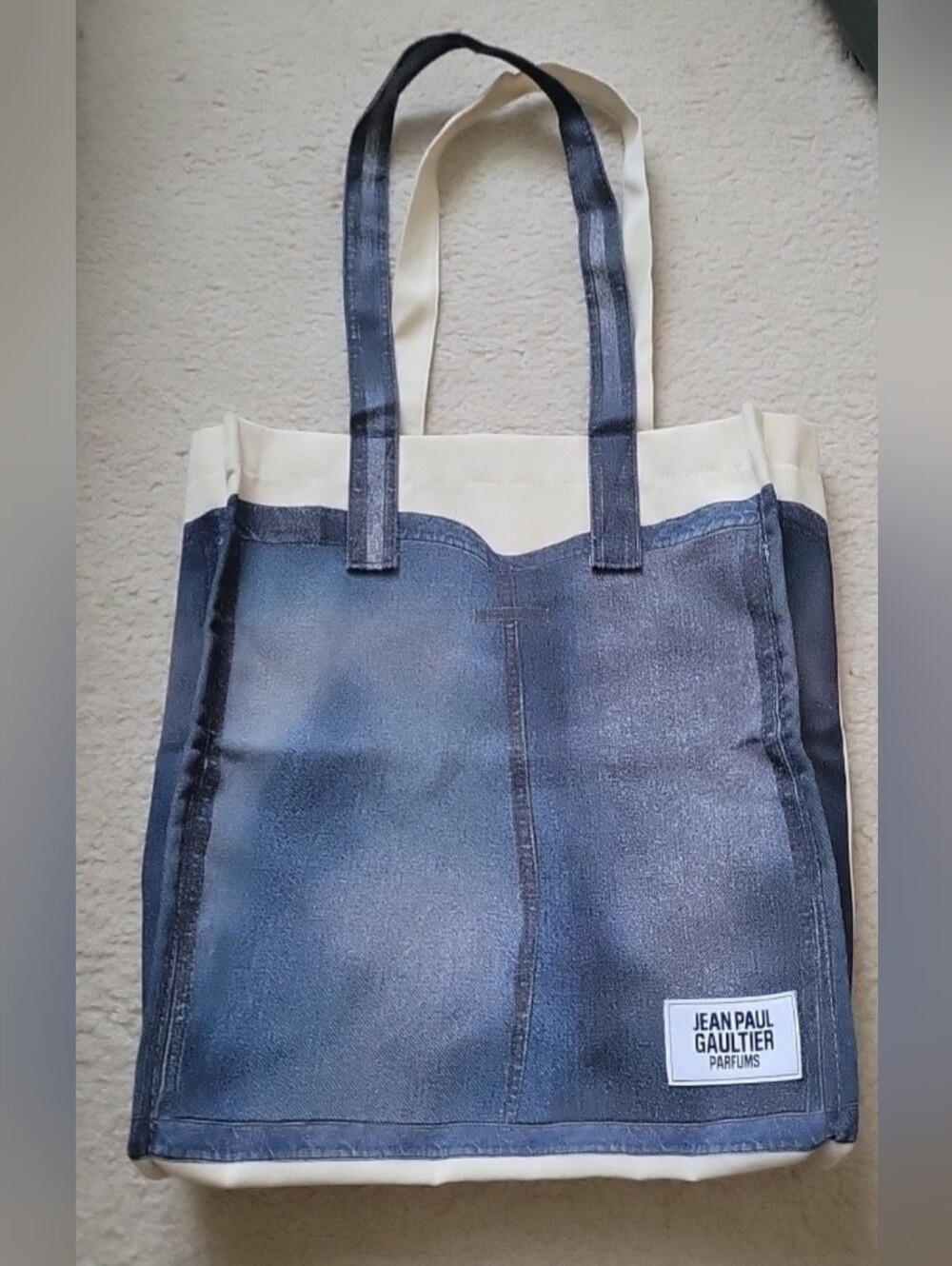 Jean Paul Gaultier Navy and Cream Canvas Tote